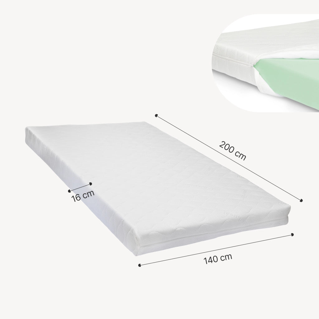 Letto Contenitore Tröstiar con Luce LED Letto Francese con Materasso 140x200 cm Nero [en.casa]