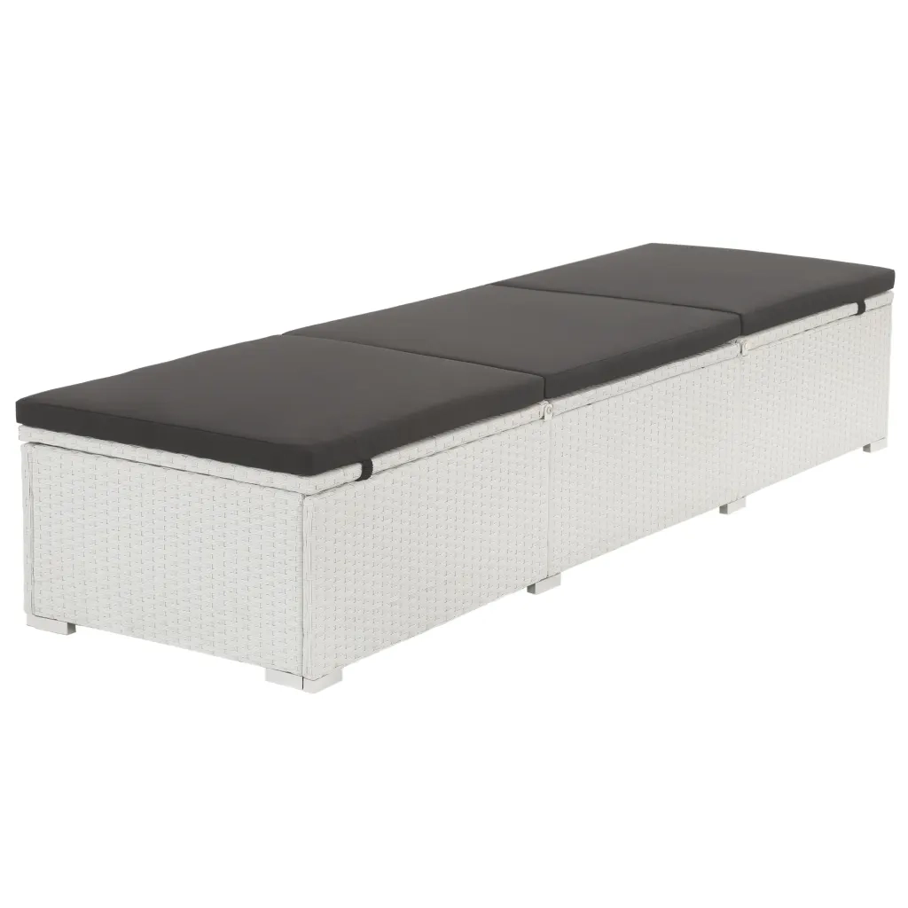 Lettino Prendisole con Cuscino in Polyrattan Bianco 43951