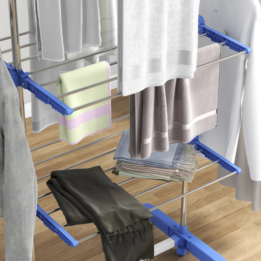 STENDIBIANCHERIA Mobile Pieghevole con Ruote 79x27 cm Acciaio Blu