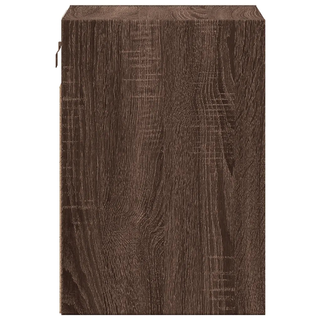 Comodino a Parete con Luci LED-Tavolino da notte sospeso Rovere Marrone 674203