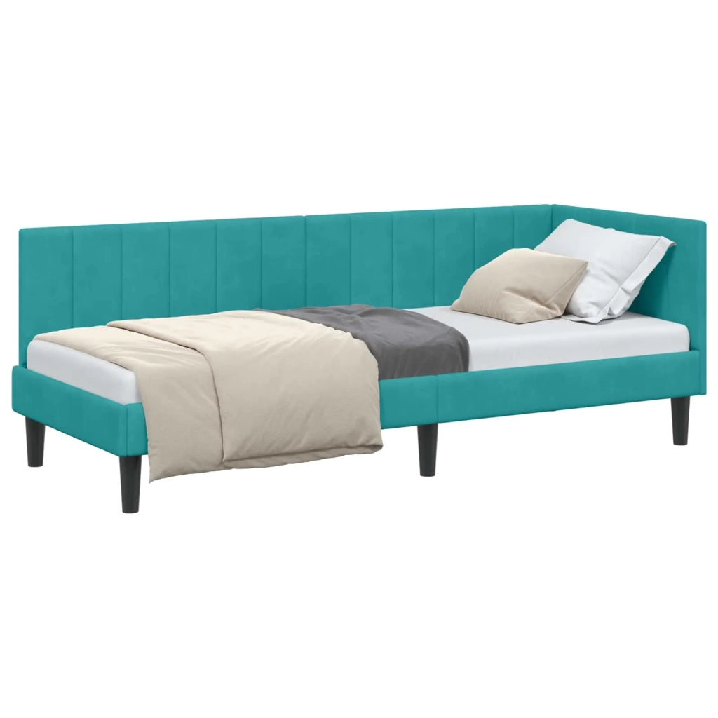 Cornice del letto ad angolo Turchese 80 cm x 200 cm Velluto