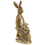 Statuetta da giardino in oro MgO 72 cm coniglio pasquale realizzata a mano decorazione per interni ed esterni con carriola tema primaverile