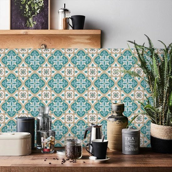 Tegelstickers Marocchini da Parete 24 pezzi Stickers Autoadesivi per Rivestimento Parete, Impermeabili per cucina, Bagno, Mobili, Tavoli