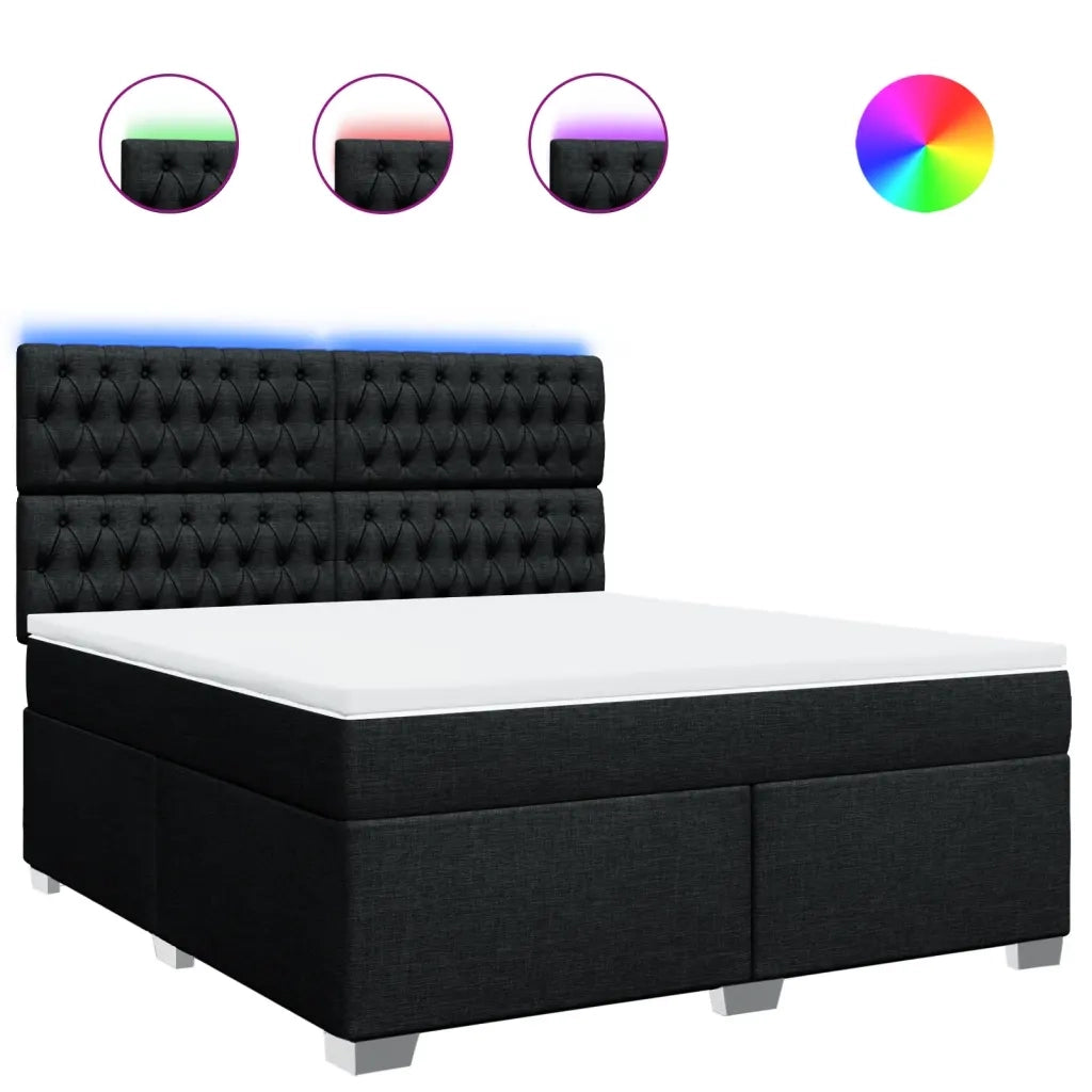 vidaXL Giroletto a Molle con Materasso Nero 180x200 cm in Tessuto