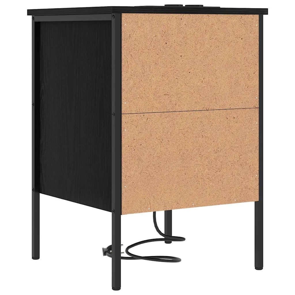 Set di 2 Comodini | Armadio da Notte | Mobiletto da notte con cassetto Rovere Nero 42 x 41 x 61 cm