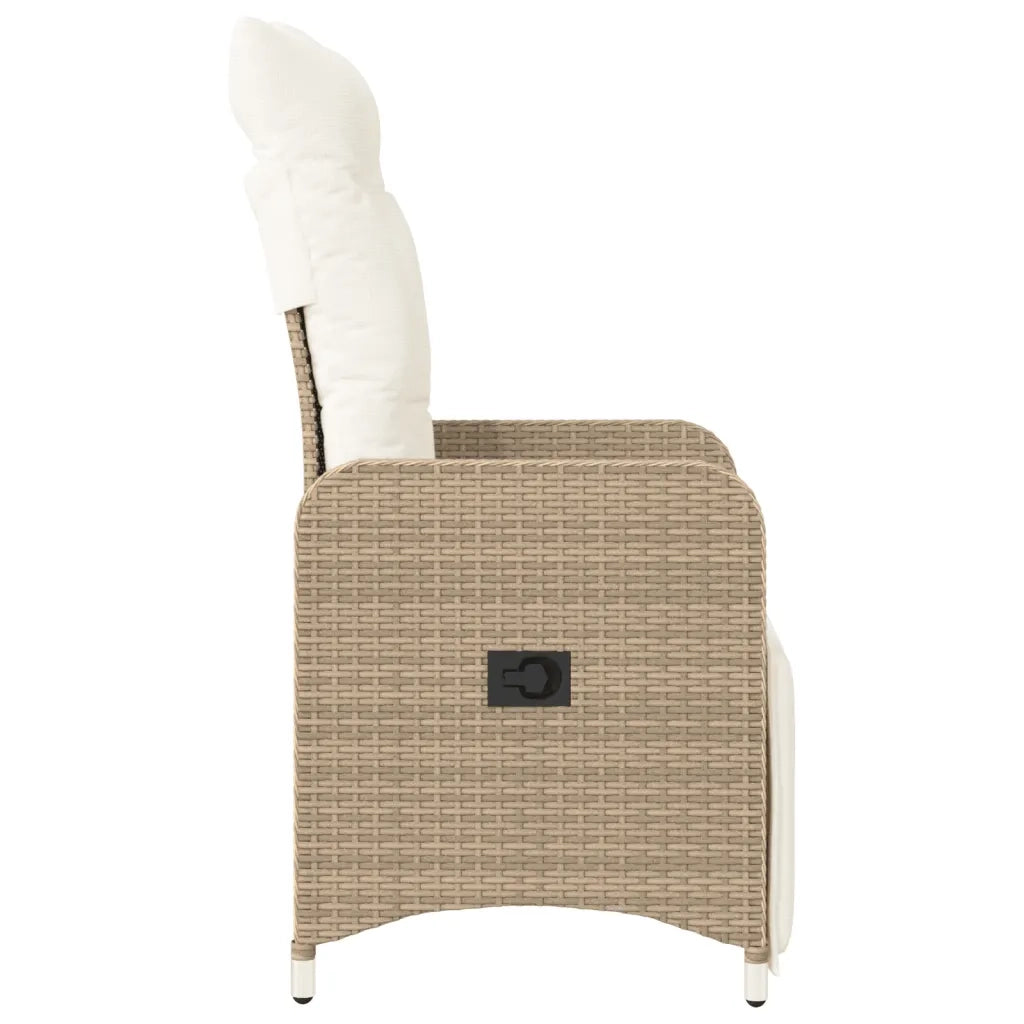 Sedia Reclinabile da Giardino con Cuscini Beige in Polyrattan 365698
