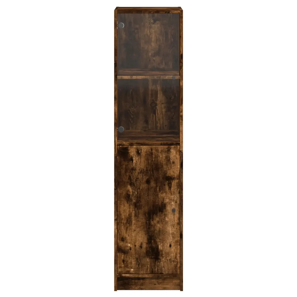 Credenza con Anta-Buffet-Armadio da cucina in Vetro Rovere Fumo 35x37x142 cm