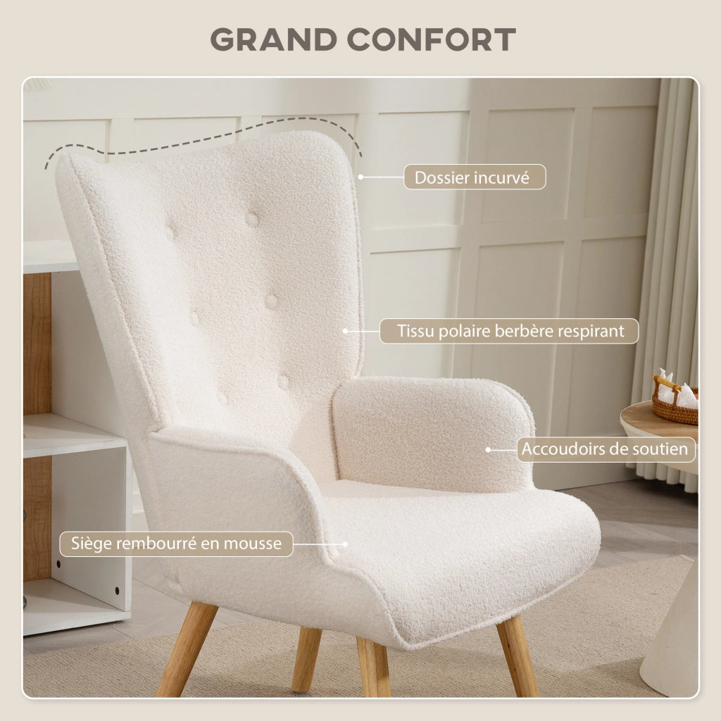Poltrona Boucl¨¦ ¨C Zephmum ¨C Beige 71x74x96