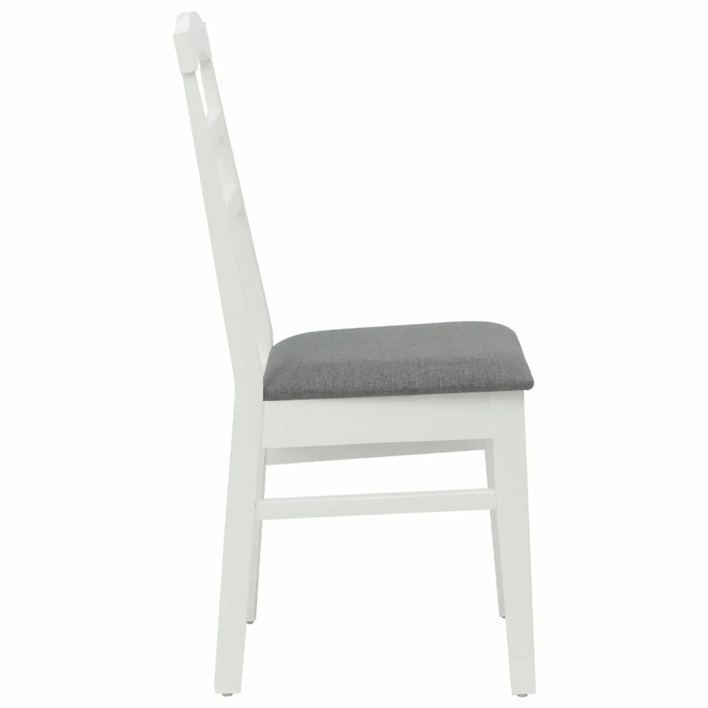 Sedia da pranzo 2 pcs Bianco e Grigio Legno di gomma solido