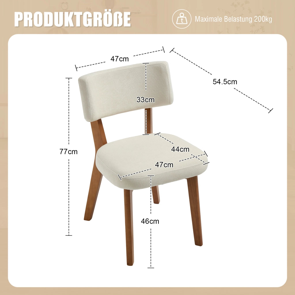 SEDIA Imbottita 54,5x47x77 cm in Legno massello Beige