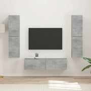 Set mobile TV 6 pcs Grigio cemento Legno multistrato