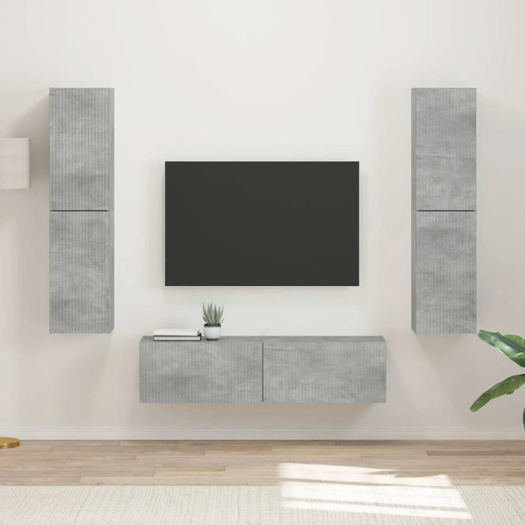 Set mobile TV 6 pcs Grigio cemento Legno multistrato