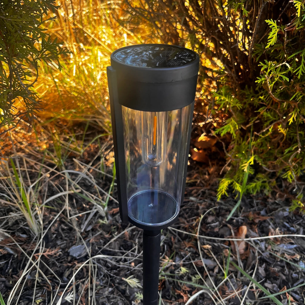 Paletto solare LED 2pz 65cm nero tondo 3000K IP44