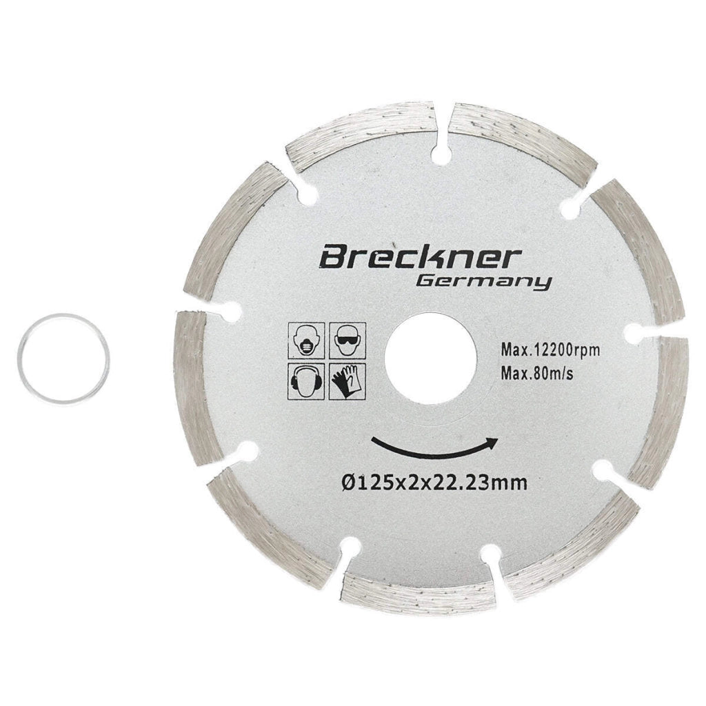 Disco diamantato segmentato 125x2x22.23mm per taglio a secco di calcestruzzo e ceramica Breckner Germany