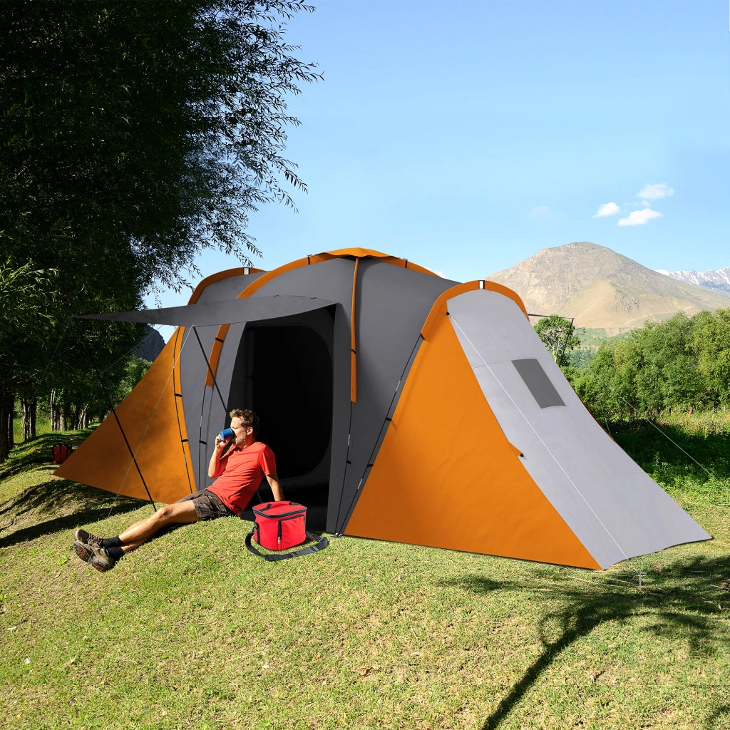 Tenda a Tunnel 4-6 Persone ¨C Xylo ¨C 2 Camere Soggiorno Impermeabile 2000mm Grigio Arancione