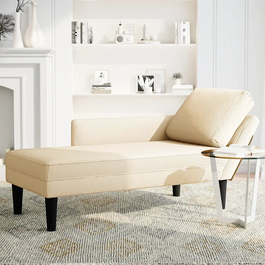 Sdraio con Cuscino Destro in Velluto a Coste Crema CFW7641731