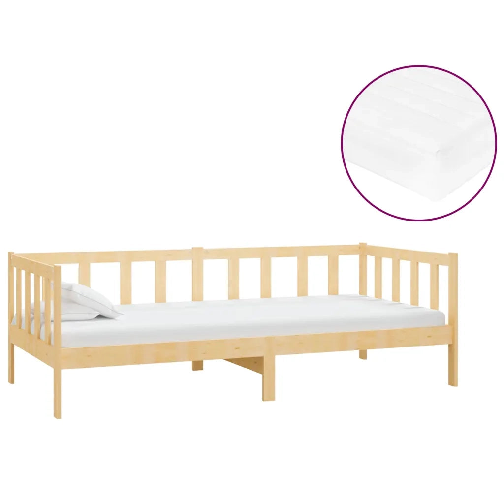 Divano Letto con Materasso 90x200 cm Legno Massello di Pino 3083604