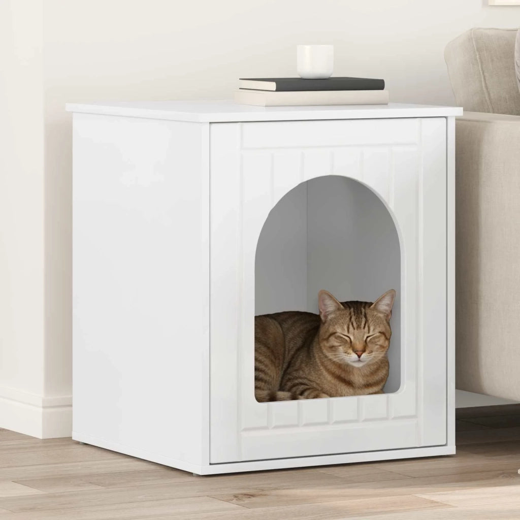 Casa per Gatti Bianco Lucido 53 x 52 x 62 cm Legno multistrato 8000711