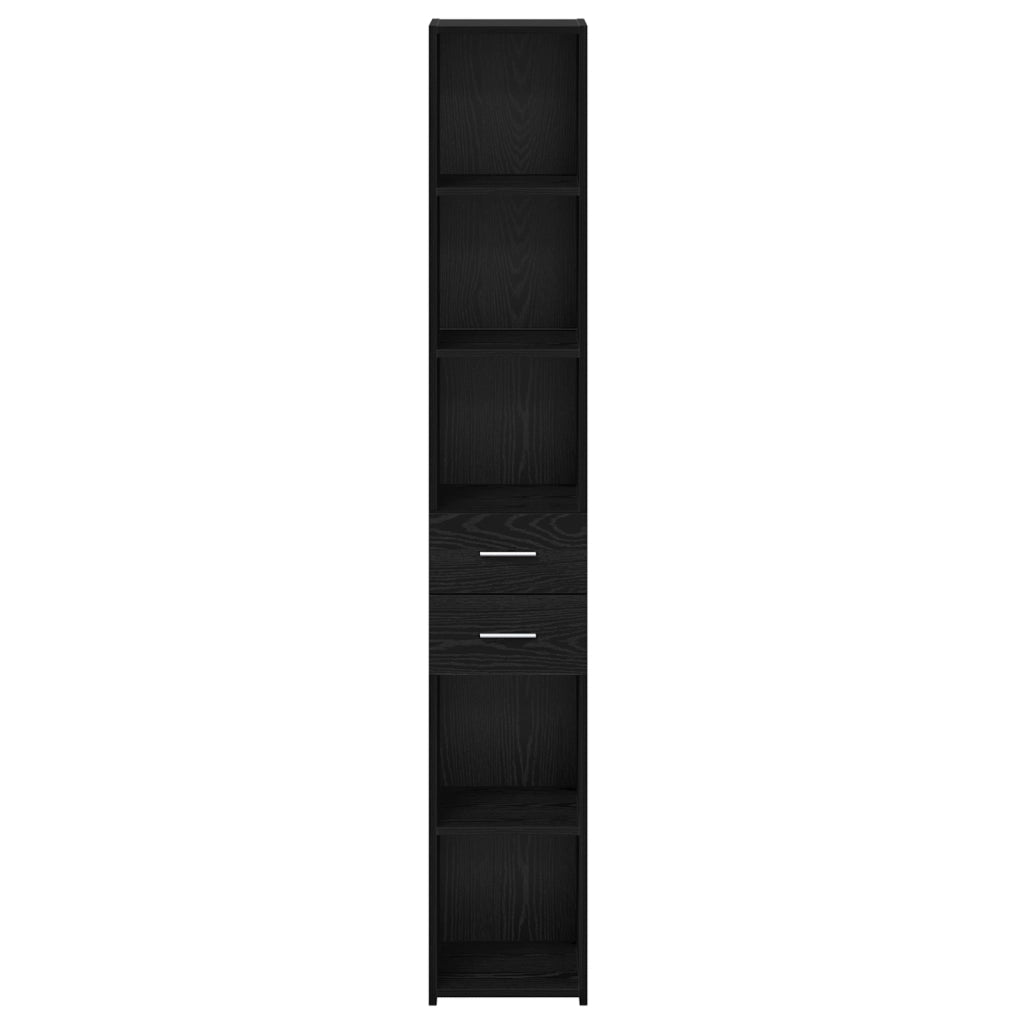 Highboard Nero Rovere 30x42,5x185 cm Legno Ingegnerizzato