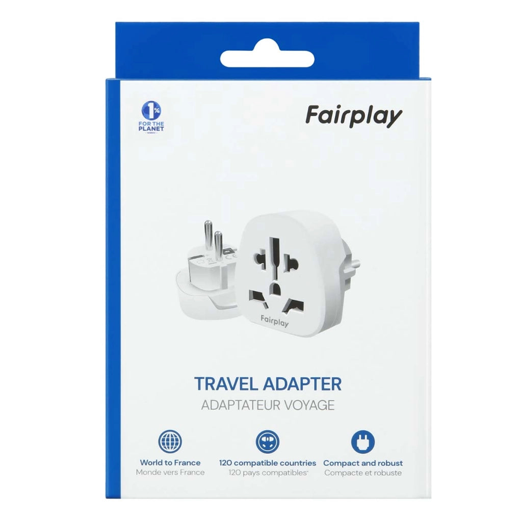 Adattatore da Viaggio Universale per Francia Tipo E / F 15A 3750W 250V Bianco Fairplay