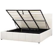 Letto matrimoniale con contenitore rivestito in tessuto bianco sporco 180 x 200 cm camera da letto elegante