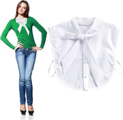 Maglia a collo aperto per donne - Blusa elegante a manica corta - Nephemd (bianco)
