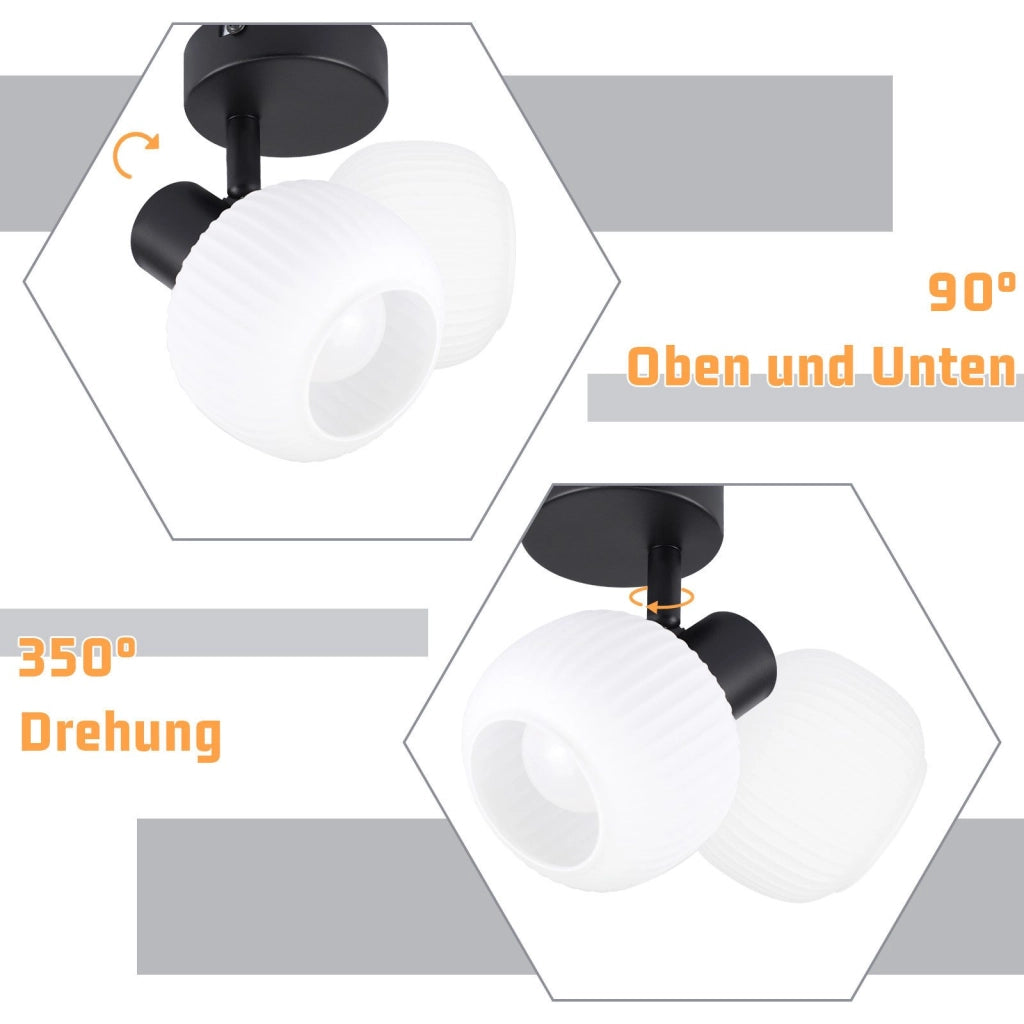ZMH Faretto da soffitto 1 fiamma vetro design vintage moderno E14 per camera letto