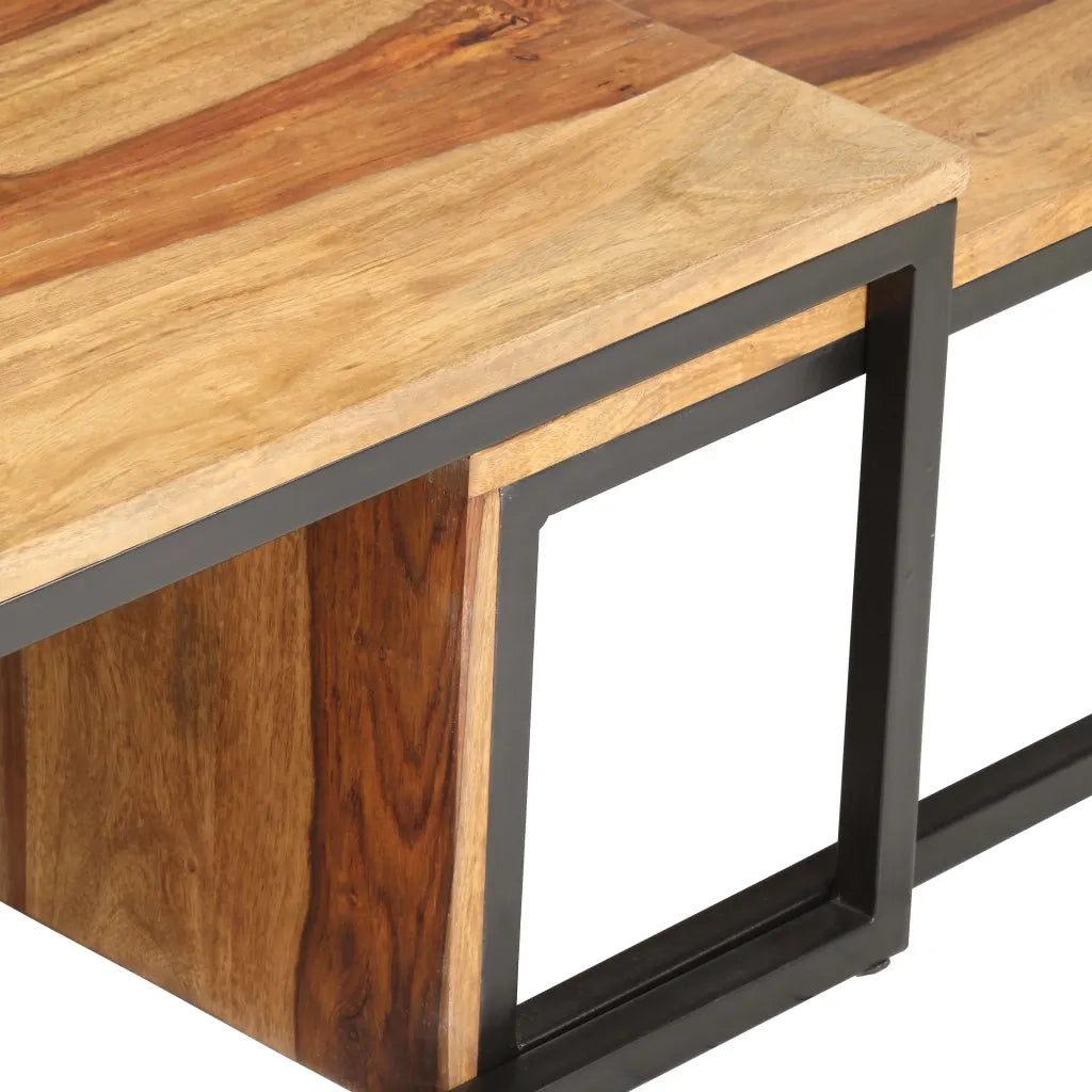 Tavolini Impilabili 2 pz in Legno Massello di Acacia 287331