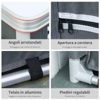 Mobile Cucina da Campeggio con 2 Mensole e Sacca di Trasporto, in Alluminio e Tessuto Oxford 60x49x70cm Grigio
