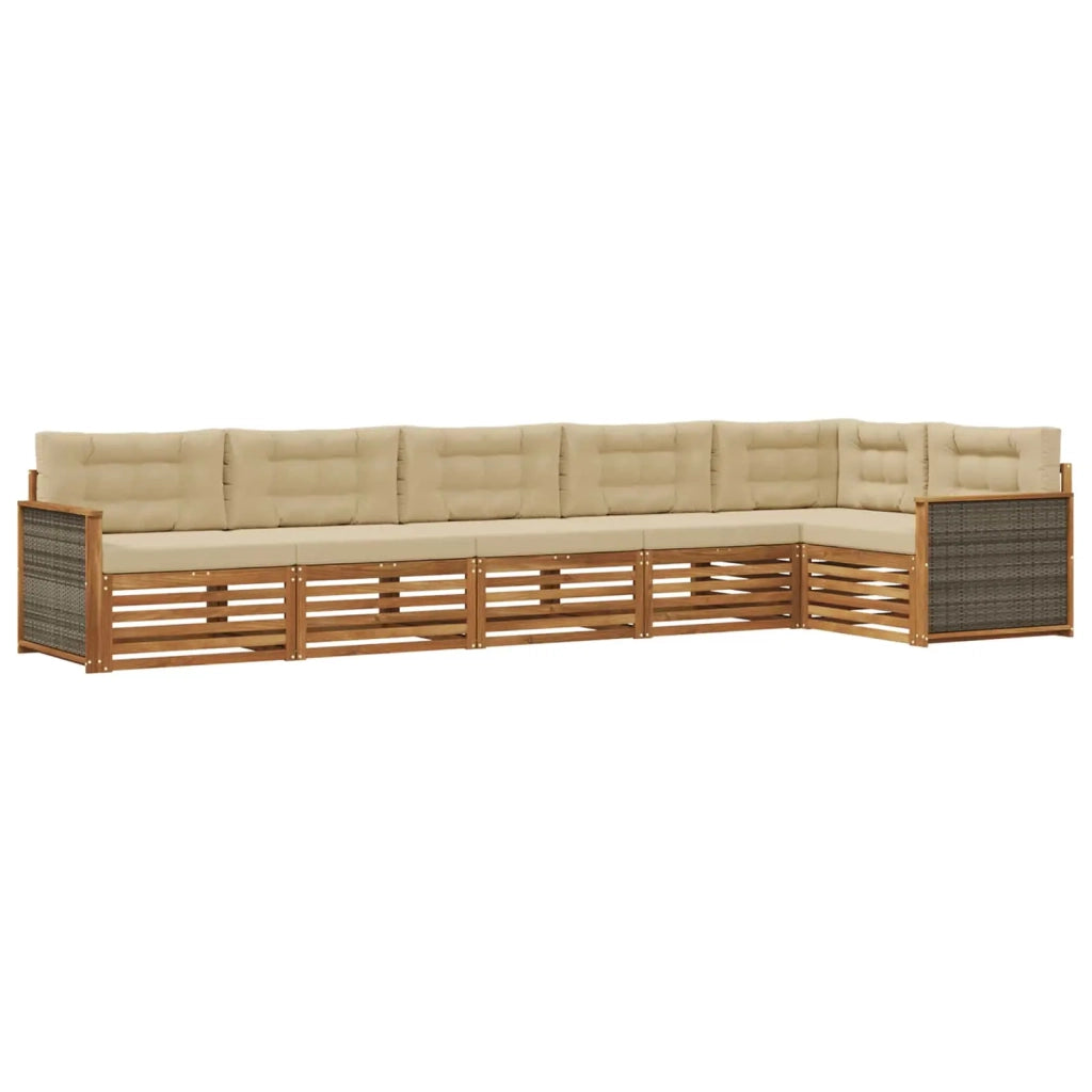 Set di divani da esterno 6 pz Naturale e Beige 3383411