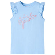 Maglietta da Bambina Maniche Volant Azzurra 140cod mxl 133164