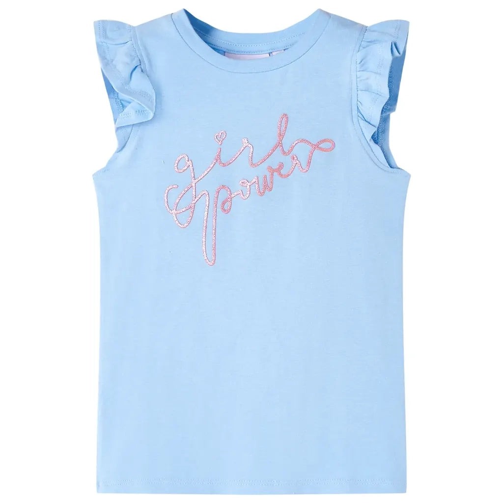Maglietta da Bambina Maniche Volant Azzurra 140cod mxl 133164