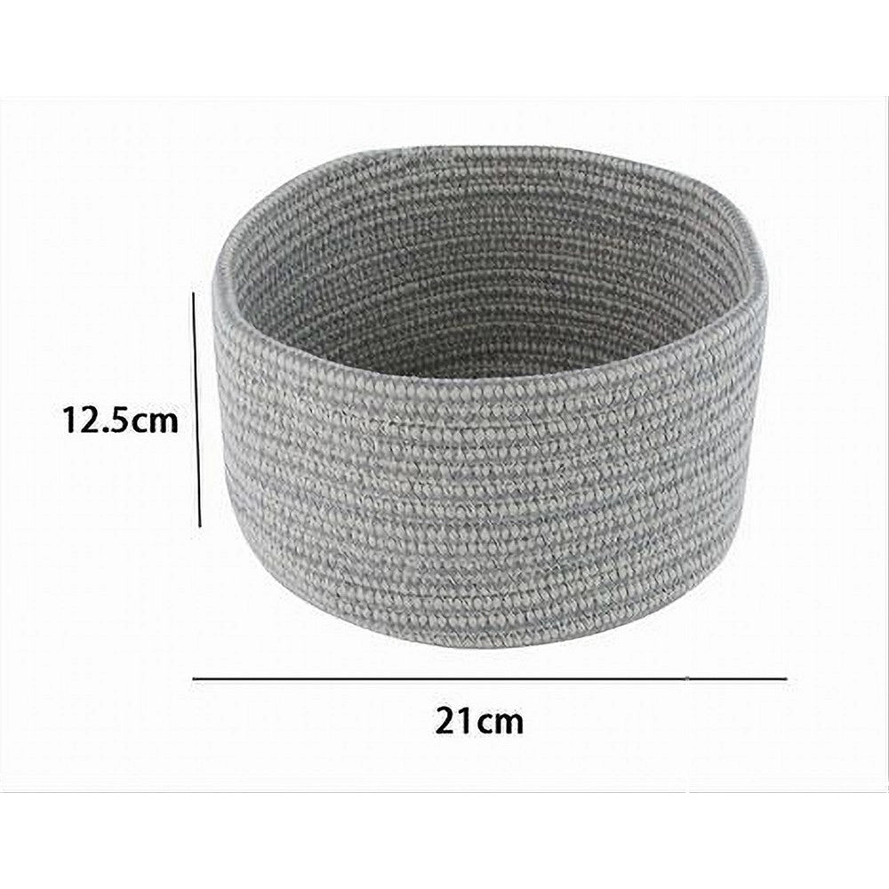 Trade Shop - Cestino Portaoggetti Cesto Tessuto Intrecciato Grigio Tondo Casa 21x12.5cm 10645 -