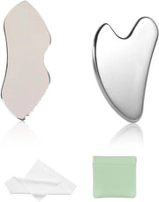 Set di Massaggio Faciale Gua Sha 3-in-1 per un'Effettiva Cura della Pelle - Drainingo Linfatico e Riduzione delle Rughette