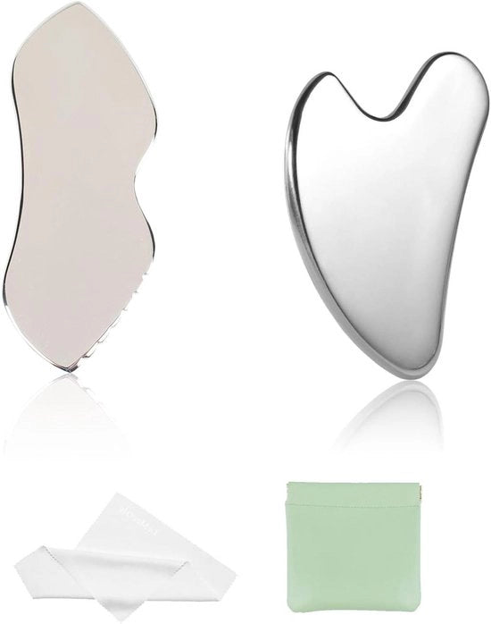 Set di Massaggio Faciale Gua Sha 3-in-1 per un'Effettiva Cura della Pelle - Drainingo Linfatico e Riduzione delle Rughette