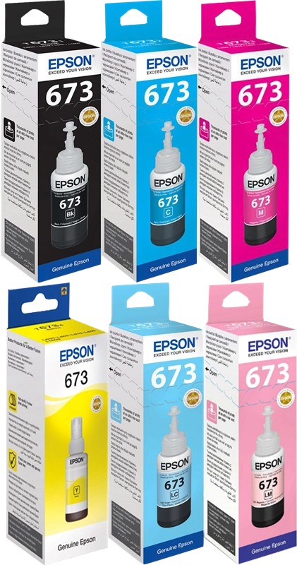 ORIGINAL Epson Multipack nero / ciano / magenta / giallo / ciano (chiaro) / magenta (chiaro) T673 MCVP 673 ~11000 Seiten