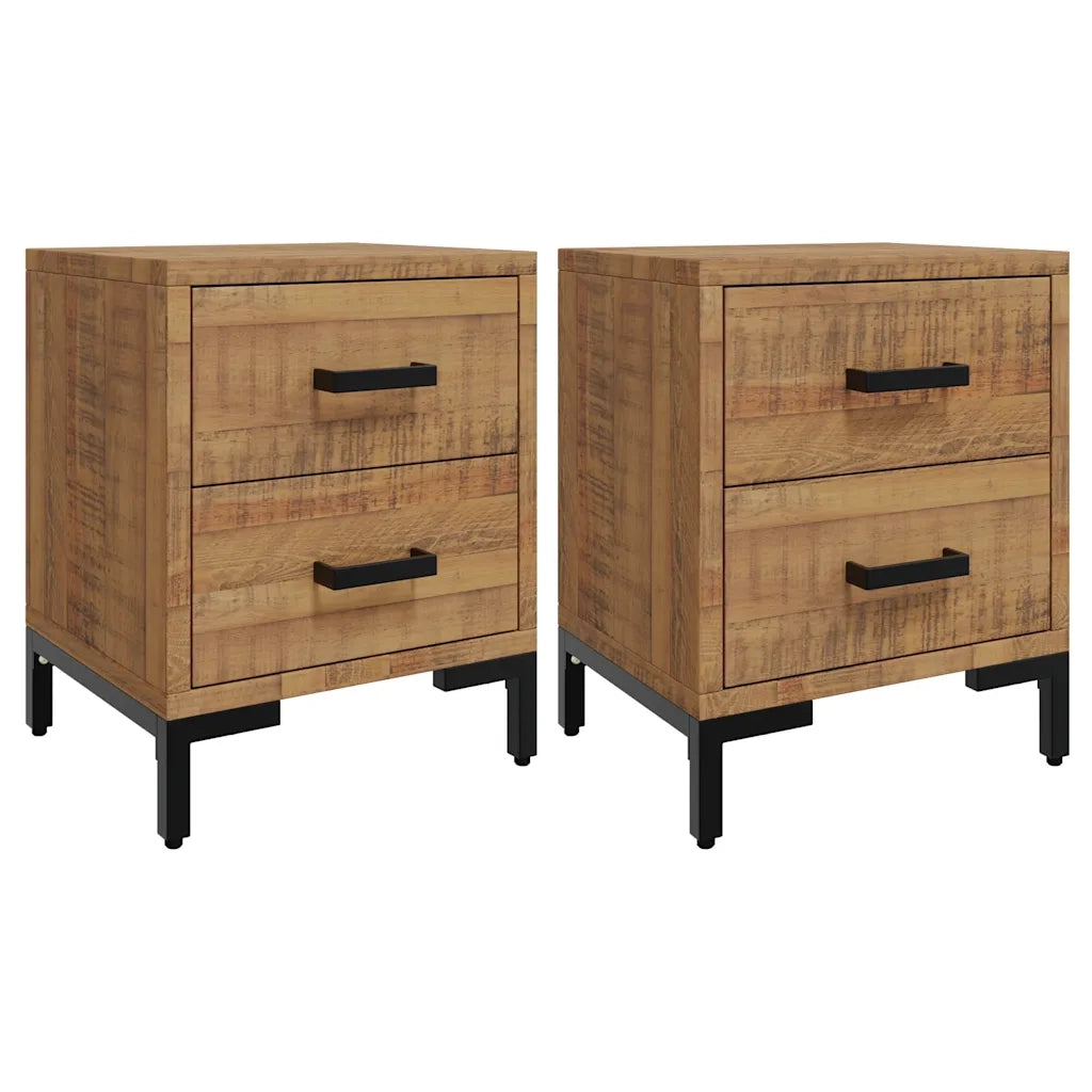 Comodini 2 pz 36x30x45 cm in Legno Massello di Pino