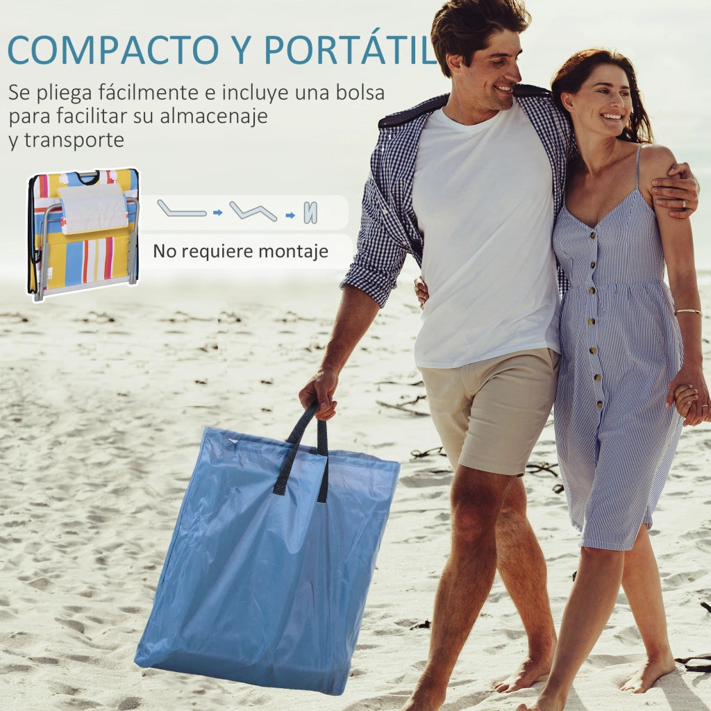 Set 2 Esterillas Plegables con Respaldo Ajustable ¨C zephmum ¨C Multicolor 124x53x45 cm