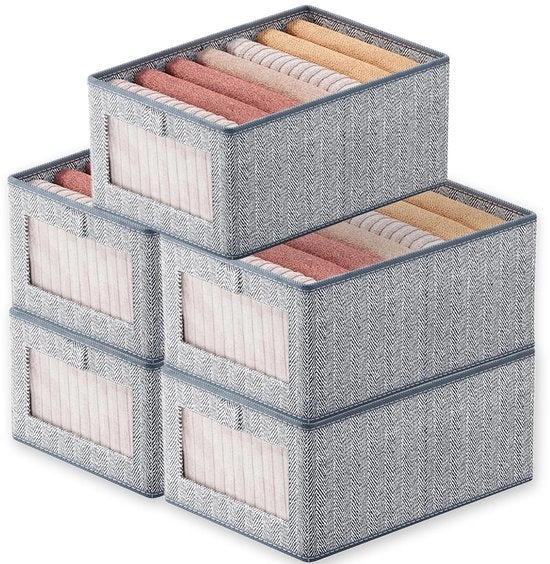Set di organizzatori per armadio 5 pezzi, cassetti ripiegabili, sistema di supporto per salvare spazio per l'archiviazione di abbigliamento, camicie, pantaloni, intimo, medio