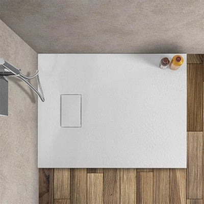 Piatto doccia 70x80 cm bianco effetto pietra in resina riducibile Agorà