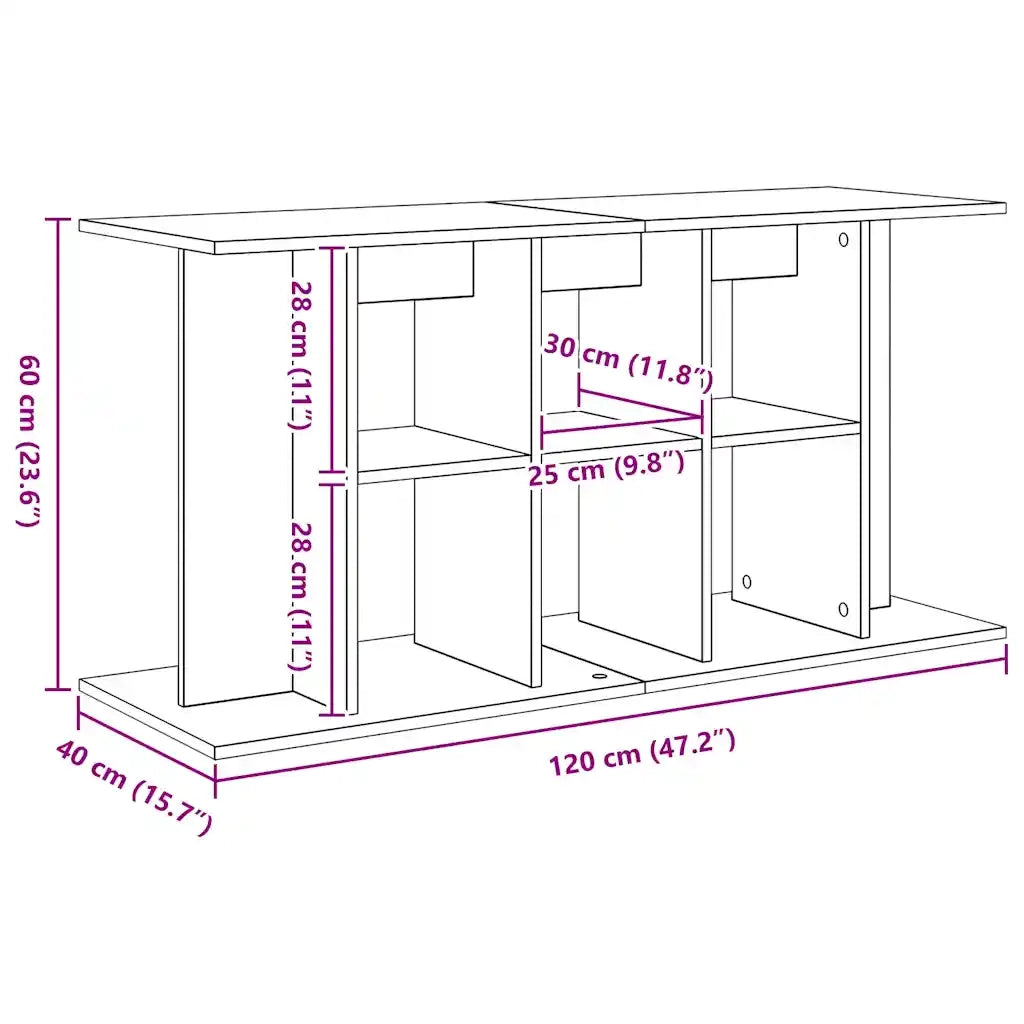 Supporto Acquario 120x40x60 cm Legno Multistrato Rovere Nero