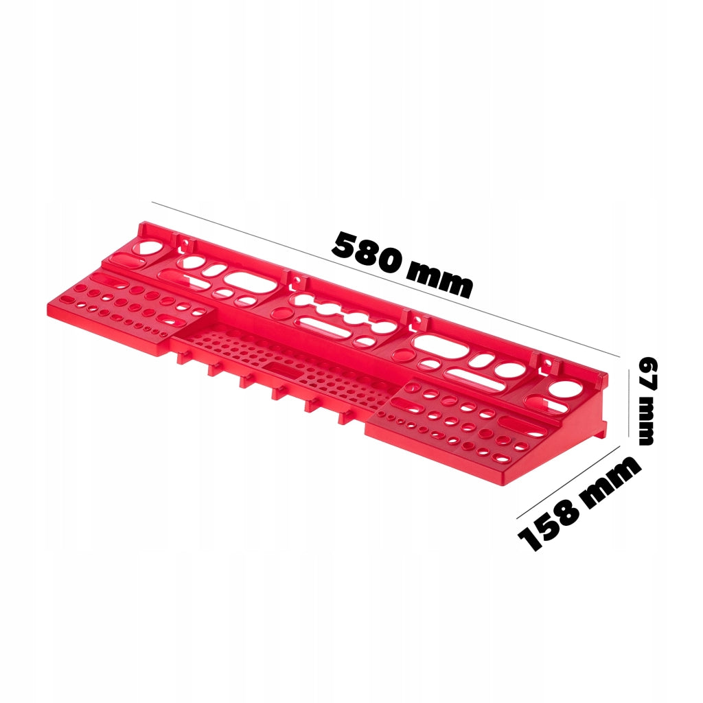 Pannello portautensili KADAX da parete per officina, 232x78 cm, 92 scomparti, 80 supporti, garage.