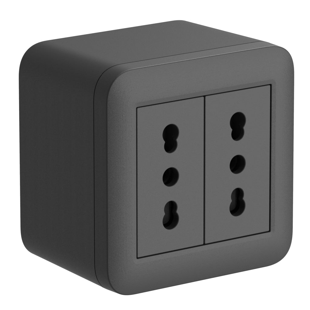 CONTENITORE 'FIXA' n.2 prese bipasso - col.nero - ELECTRALINE