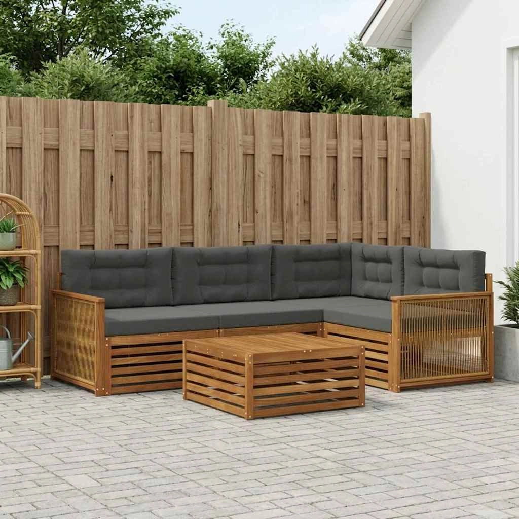 Set di divani da esterno 5 pz Naturale e Antracite 3383330