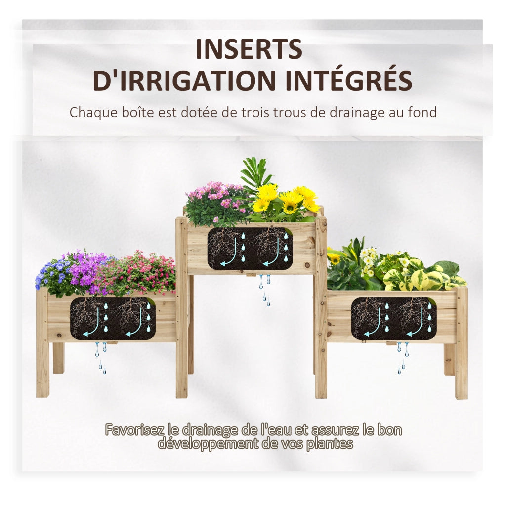 Fioriera da Giardino a 2 Livelli ¨C Zephmum ¨C Legno di Pino 184x45x80 cm