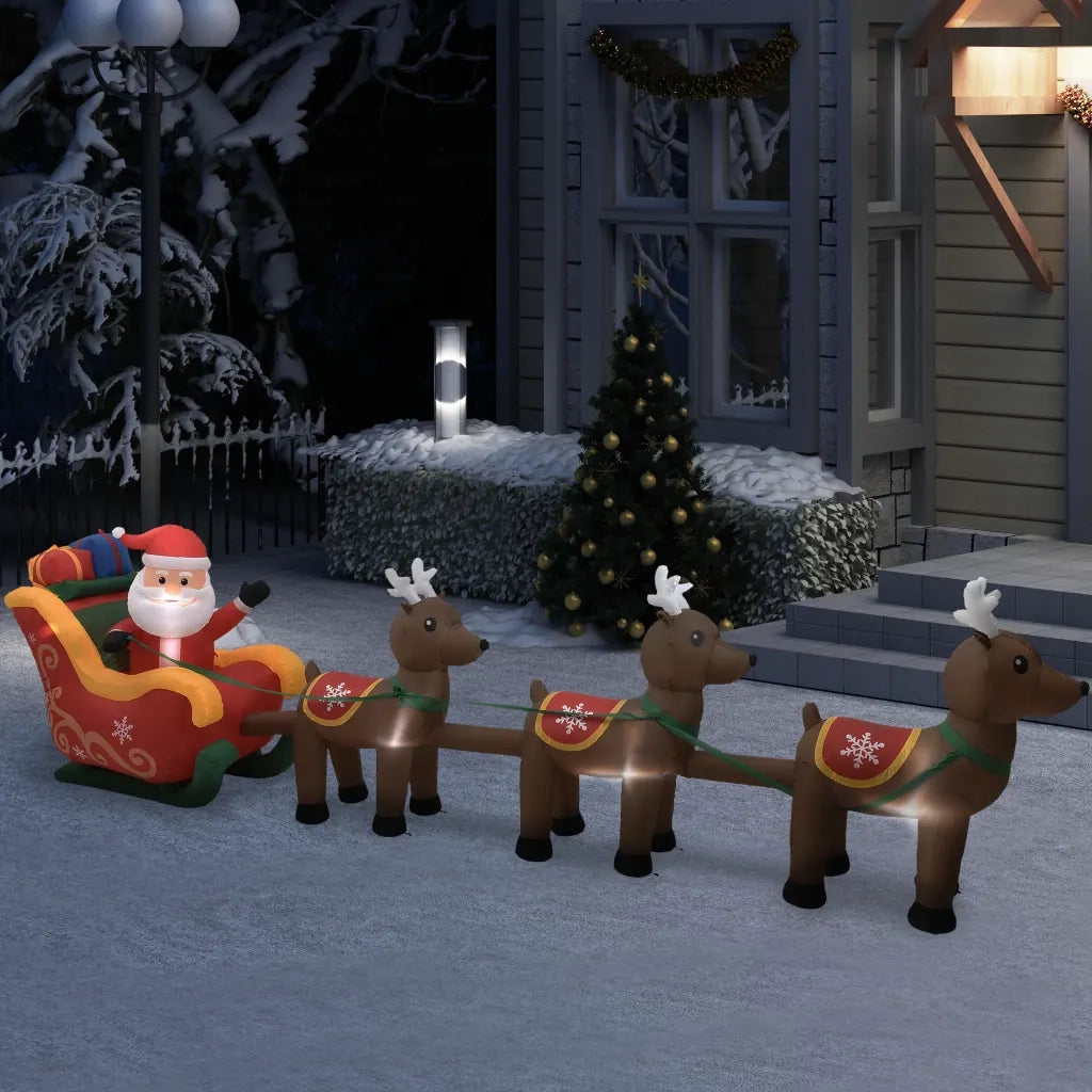 Decorazione Babbo Natale Gonfiabile con Renne LED 490 cm 288849