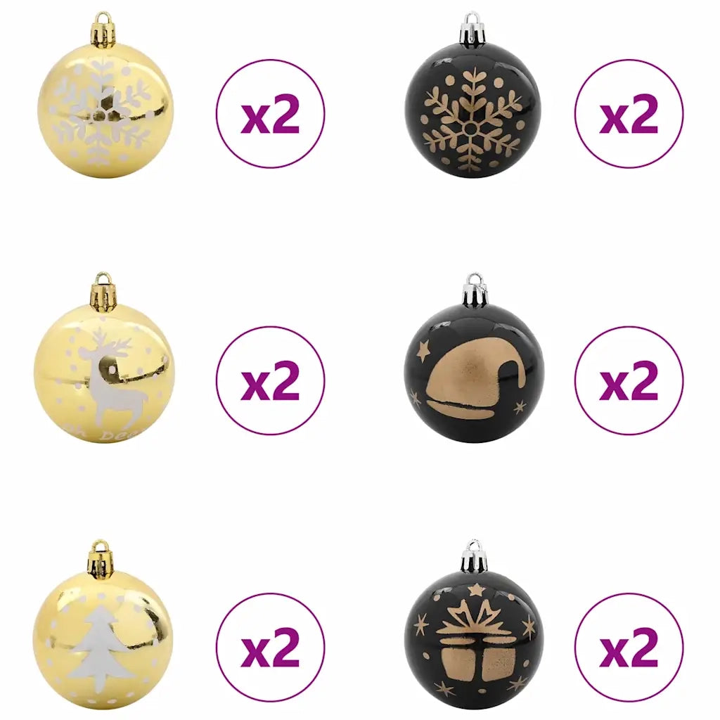 Set di Palle di Natale 40 pz Nero e Oro Plastica CFW2627657