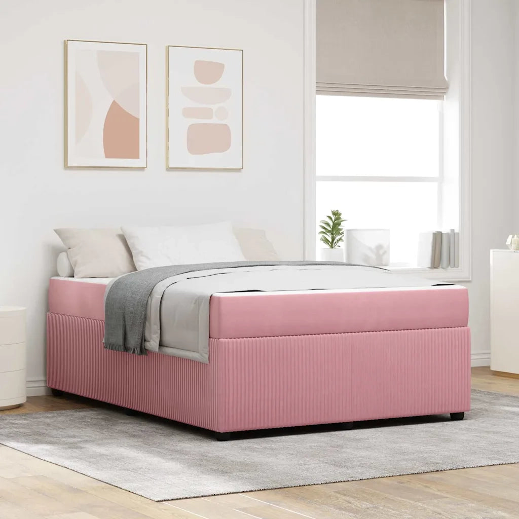 Struttura del letto con materasso Rosa 140 x 200 cm Tessuto