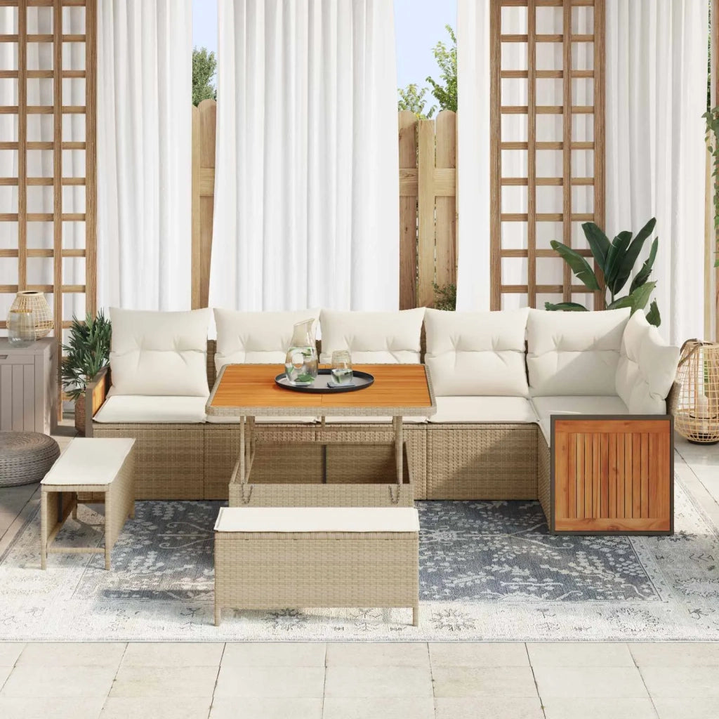 Set Divano da Giardino con cuscino 9 pcs Beige e Crema 3363186
