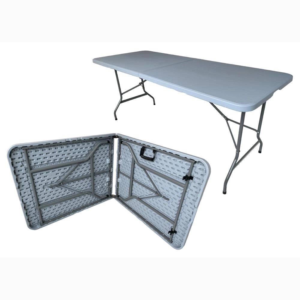 Tavolo 180x75x72 cm GRIGIO Pieghevole Richiudibile per Feste Sagre Fiere Giardino Campeggio Camping